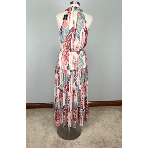 INC International Concepts Womens Printed Halter Maxi Dress Blue Salmon size M - Picture 9 of 16